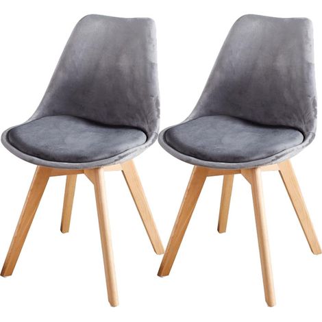 Hobag – Lot de 2 chaises scandinaves – Gris – Polypropylène et velours – Dimensions L54 x W47 x H80 – Hauteur d'assise 46cm