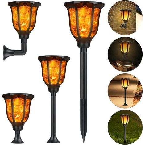 Lampes Solaires Jardin, Lumière Solaire Extérieur Jardin IP65 Étanche Torche Solaire Flammes Lampe pour Décor, Jardin, Patio, Chemins 1 Pack Lampe de Jardin (1/5)