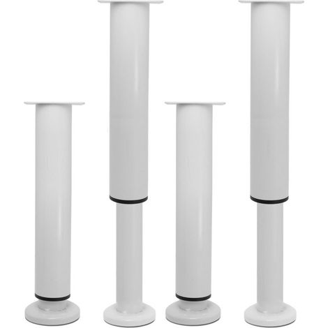 Juego de 4 patas ajustables para muebles, de 25 a 42 cm, de acero blanco, para elevar camas y sofás, capacidad de carga de 500 kg, antideslizantes.