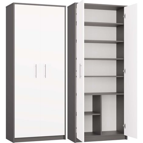 Libreria da ufficio moderna con ante, antracite/bianco - Ripiani, armadietti chiusi, design universale (1/5)