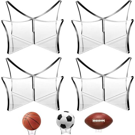 Porte-ballons, présentoir de basket-ball, présentoir de ballons, 4 pièces présentoir pour ballon de football, base de panier acrylique pour ranger et afficher de ballon de football ballon de (1/4)