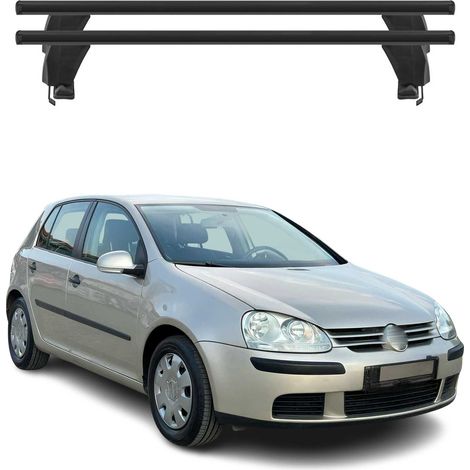 OMAC Barres de toit transversales en aluminium pour VW Golf mk5 2004-2009 5 Portes – Antivol – Rainure en T – Testées City Crash – Charge Max 50 kg Noir (1/4)