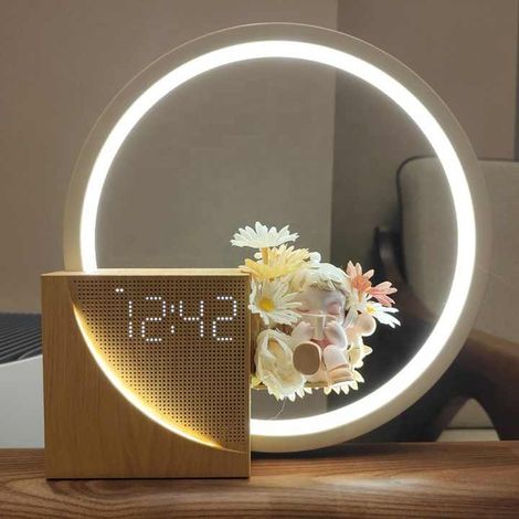 10-W-Nachttischlampe – Wecker, 3 Helligkeitsstufen, Touch-Bedienung, dimmbar, Tischlampe mit USB-Ladefunktion (1/5)