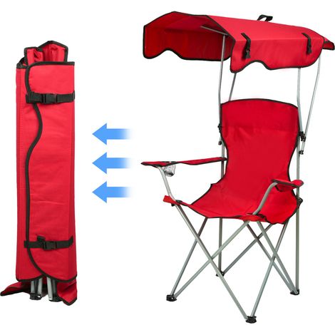 Haloyo® Klappbarer Strandstuhl, Strandkorb mit Bezug, mit Kissen, Campingstuhl mit Kühltasche, 50x50x120cm, Rot (1/5)