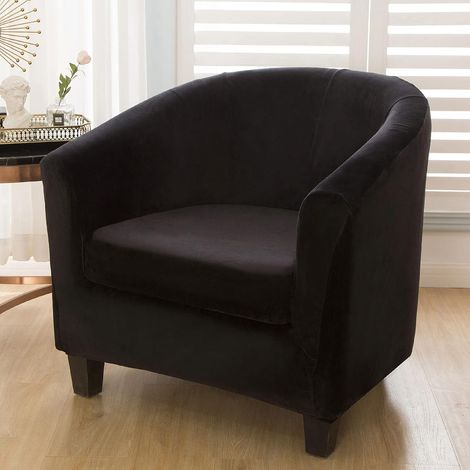 Set of 2 stretch velvet armchair covers with removable cushion cover for sofa, club, bar, lounge counter (3119) (1/5)