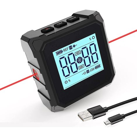 1 Rapporteur numérique, Inclinomètre 360°, 2 faisceaux, Écran LCD, Base magnétique, Pour scie et bois (1/5)