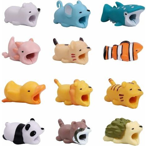 ZOLGINAH 12 Pack Cute Cartoon Animal Cable Protector, Prevents Cable Break Cable Protector Case for iPhone/iPad, Various Animal Cable Chewers Mini Cables (1/5)