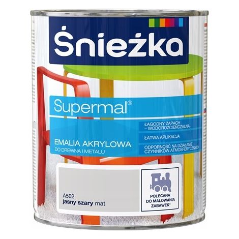Émail acrylique Supermal pour bois et métal A502 gris clair mat 0,8 l (1/2)