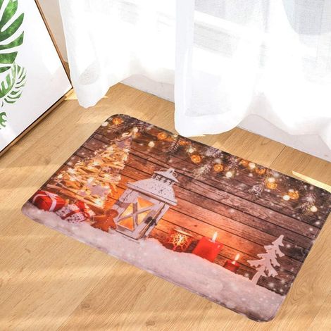 Non-slip and absorbent flannel Christmas doormat for entryway, kitchen, bathroom, bedroom, holiday decoration, festive welcome mat, home decor (1/5)