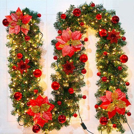 Guirlande De Noël Artificielle - 270 Cm - 200 Branches - Avec Ou Sans Lumières Led - Pour Cheminée Escalier Rampe Fenêtre - 1 Pièce (1/5)