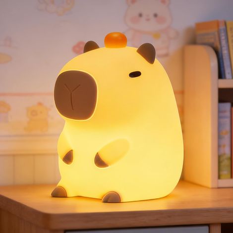 FAMIDUO Veilleuse Capybara Orange, Lampe Chevet Silicone Souple Sans BPA (1/5)