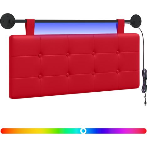 Maison Exclusive - Tête de lit suspendue Avec lumière LED Rouge Simili cuir (1/5)