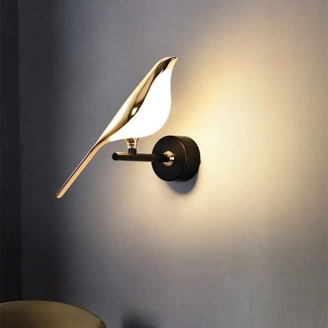 Lampe murale Magpie séjour TV fond Applique murale Lampe de chevet pour chambre d'hôtel de luxe Lampe murale rouge simple et créative pour oiseaux (Single-warm light) (1/5)