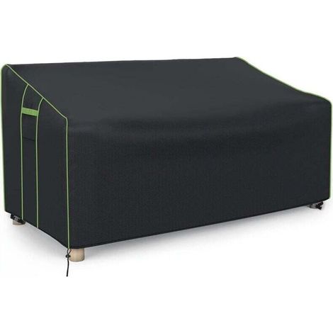 Doppelsofa-Überzug, wasserdichtes, silberbeschichtetes Oxford-Gewebe für den Außenbereich, staub- und sonnendichte Schutzhülle für Gartenmöbel (schwarz, 137 x 94 x 69/89 cm) (1/4)