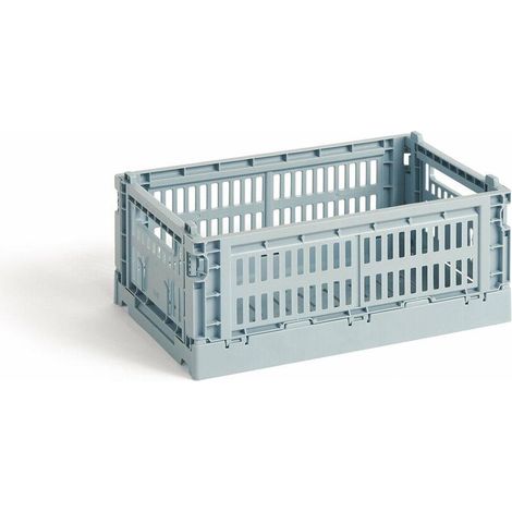 Hay Cesta de plástico reciclado azul empolvado S Colour Crate