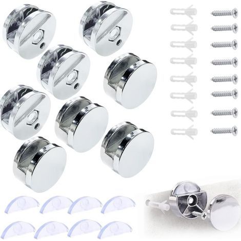 Support mural pour miroir rond 3-5mm – Fixation silicone souple – Dimensions 27x27x14mm – Lot de 8 pièces (1/5)