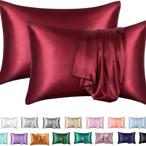 Filiyano – oreiller en satin Lollanda – Lot de 2 taies d'oreiller en satin Lollanda - Douces et soyeuses, plusieurs coloris disponibles - 50 x 75 cm (1/5)