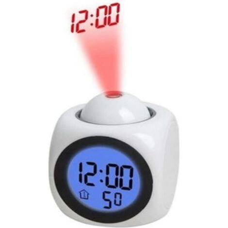 1 Réveil projecteur, affichage LCD rouge, fonction snooze, annonce vocale, température, pour chambre, bureau (1/5)