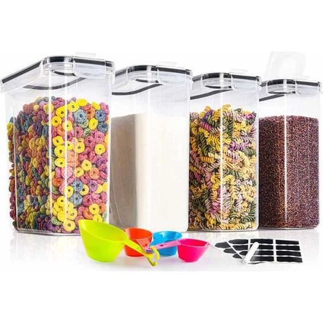 Boîte de Rangement Cuisine - FOLAYA - Lot de 4 - Hermétique - Plastique Alimentaire - 4L (1/4)