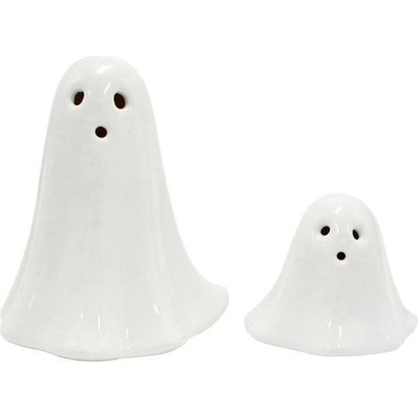 Fantome Céramique - Lumineux Avec LED Intégrée - Décoration Halloween Intérieur Bureau Maison Hantée - Lot De 1