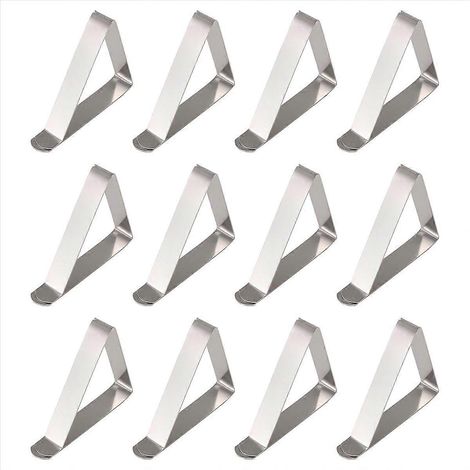 Lot de 12 pièces inox pince pour nappe, antidérapant réglable pour pique nique (1/5)