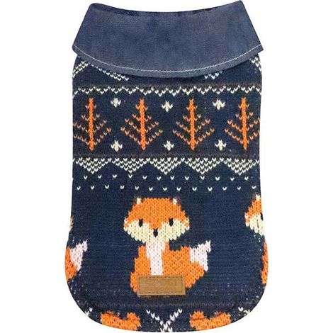 30 cm: Maglioncino modello Foxy con fantasia di volpi per cani