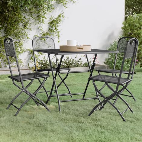 Set da Pranzo per Giardino 5pz Rete Metallica Espansa Antracite vidaXL (1/5)