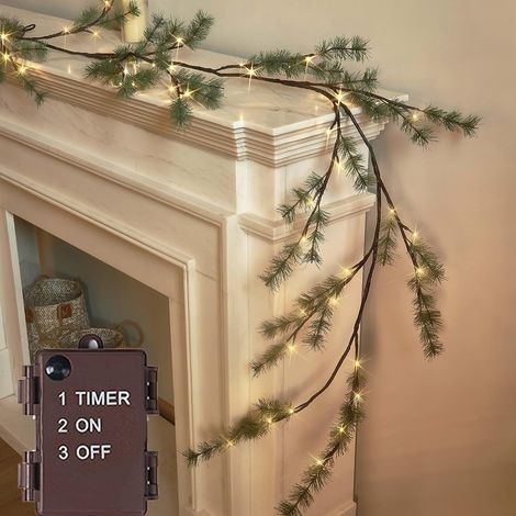 Guirlande pin 1,8 m, 48 lumières, Noël, intérieur/extérieur, vacances (1/5)