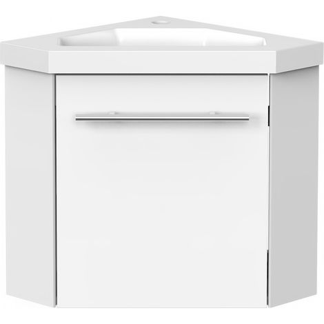 Meuble de Salle de Bain d'Angle Gain de Place - Lave Main - Blanc Crème - 40x40 cm