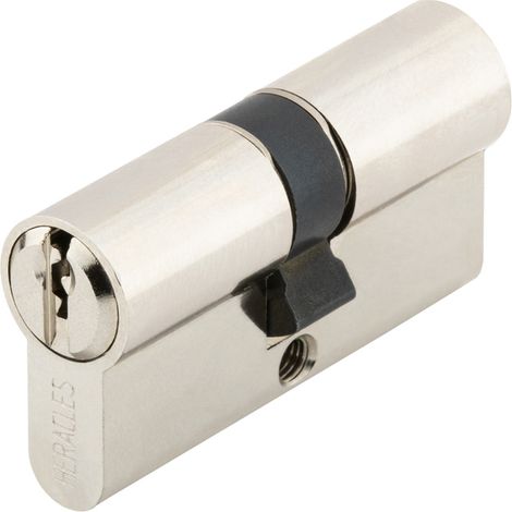 Cylindre à double entrée 5 goupilles 5G laiton nickelé 30x35mm - HERACLES - C100020 (1/2)
