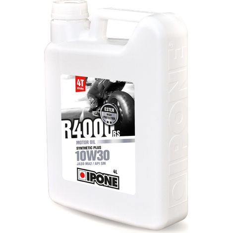 Huile Ipone R4000 RS 10W30 4L MA2 Ester pour moto, quad, scooter, SSV Premium