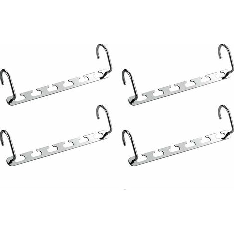 Lot de 4 Cintre Gain de Place Inox, Cintres Multiples Porte Manteaux, Cintre Multifonction pour Rangement Dressing,Vêtement, Organisation de Chemise,Pantalon dans Armoire,Penderie,Placard,Portant Guaz (1/5)