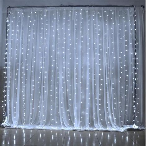 Guirlande lumineuse rideau à lumière 600 LED, 6m x 3 m, maison, usage extérieur, pour fêtes, 6-3M WarmwhiteEU plug220V -WGHY1449 (1/4)