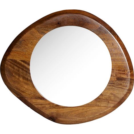 Miroir mural colonial en bois de manguier style irrégulier - Brun foncé bois naturel (1/2)