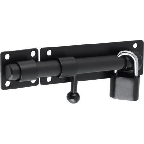 Loquet de Porte Loquet Porte Extérieur avec Cadenas, Verrou de Porte pour Portail, Jardin, Cabanon, Serrure Porte Coulissante Finition Noir Mat en Acier Inoxydable, Barre 15CM, EMST8060-B (1/4)