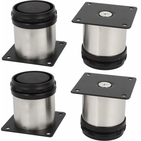 Lot de 4 pieds de meubles de cuisine en acier inoxydable - Réglables - Ronds - 50 x 60 mm (1/5)