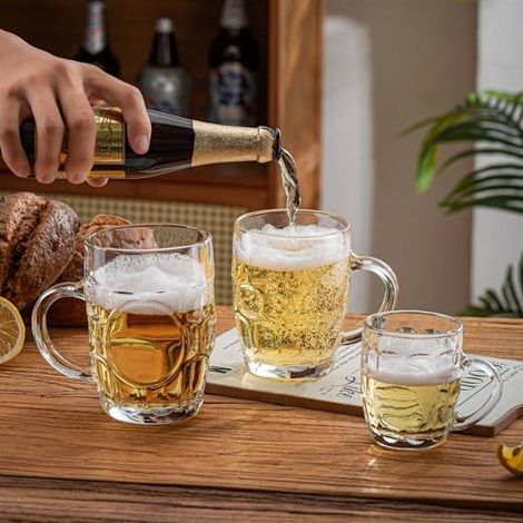 Chopes à bière en grès style pub 660 ml anse classiques (1/2)