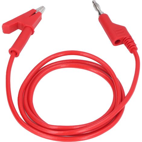 Câble de test électrique avec pinces crocodile et fiches banane 4mm rouge pour connexions flexibles J.70035‑1 (1/5)