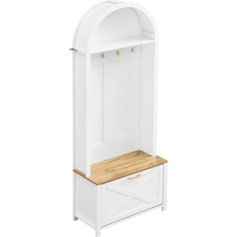 Armoire multifonctionnelle pour entrée avec range-chaussures, étagère et crochets – hall tree pour entrée, corps en MDF durable, design moderne, pieds en fer stables, rangement pratique (1/5)