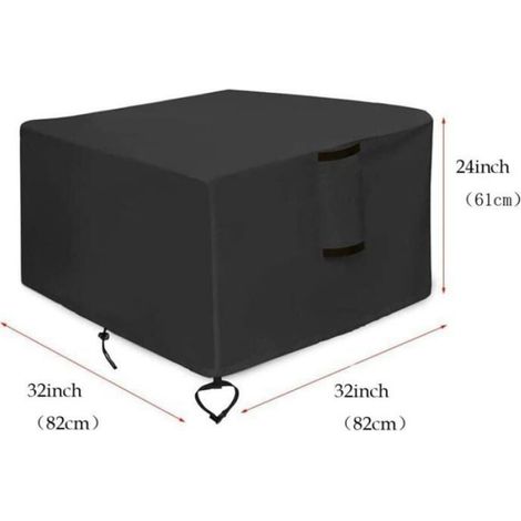 Housse De Protection - Pour Table De Foyer A Gaz - Carrée Impermeable Anti-Uv Coupe-Vent - Robuste Pour Patio - 1 Unite (1/4)
