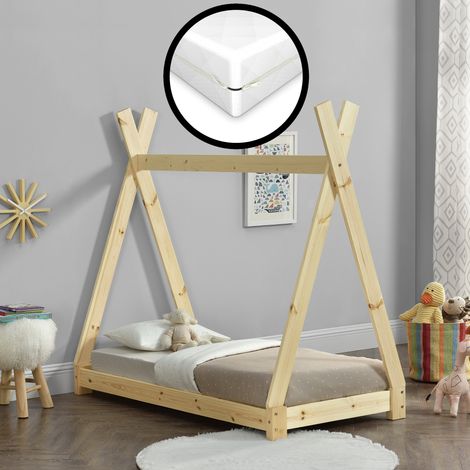 [neu.haus] Letto per Bambini con Materasso a Schiuma Fredda 70 x 140 cm Fodera Rimovibile Öko-Tex Standard 100 made in EU Legno di Pino (1/5)