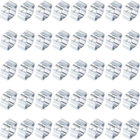 40 Pack 7-9mm Double Ear Hose Clamp,Premium Galvanised Steel O Clip Crimp Rings for Fuel Petrol Pipe Tube,Ideal for Car Boat Motorcycle,Automotive,Marine,Tractor Plumbing(Silver Tone)