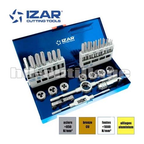 coffret tarauds à main et filiere HSS Izar metrique M3 à M12