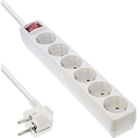 Multiprise 6 Prises avec Terre et Interrupteur Blanc 5 m (1/5)