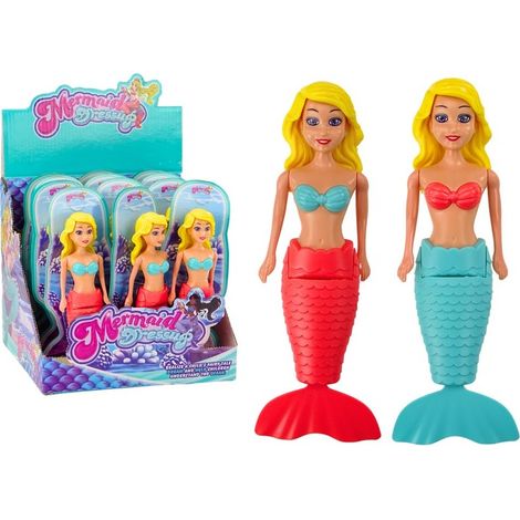 Muñeca flotante de sirena de cuerda para bañarse, color turquesa y rosa (MIX) (1/4)