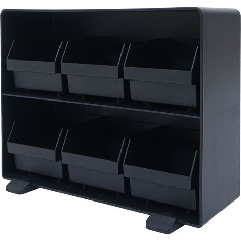 Portabustine di tè HHG-816, scatola porta-tè, contenitore per tè, 6 scomparti rimovibili, 20x25x13 cm, nero