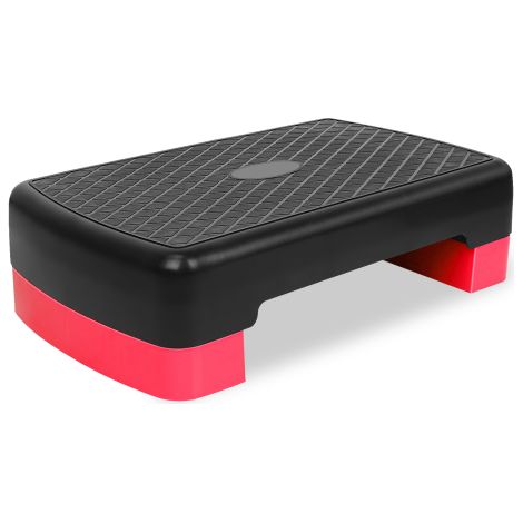 Plataforma de ejercicios tipo stepper, plataforma aeróbica de 45,72 cm con altura ajustable: 10,16 cm–15,24 cm. Fácil de guardar. Color rojo. (1/5)