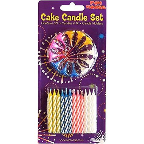Lot 24 Bougies Anniversaire + 12 Porte-Bougies (1/5)