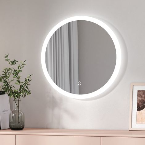 Miroir Salle de Bain LED Rond 60 cm, avec Interrupteur Tactile + 3 Types de Feux Blanc Chaud/Blanc Froid/Neutre (1/5)