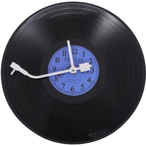 Horloge murale ronde rétro à quartz, décoration intérieure, plastique bleu et noir (1/5)